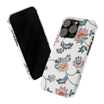 Pink and Green Flower Pattern, Floral Slim Phone Cases, Case-Mate IPHONE16 and all sizes