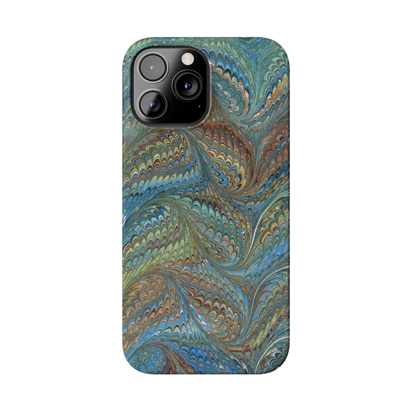 Blue and Green Italian Marbled Swirl Design, Italy Feather Phone Case, Multi-Color, Slim Phone Cases, Case-Mate IPHONE16 and all sizes