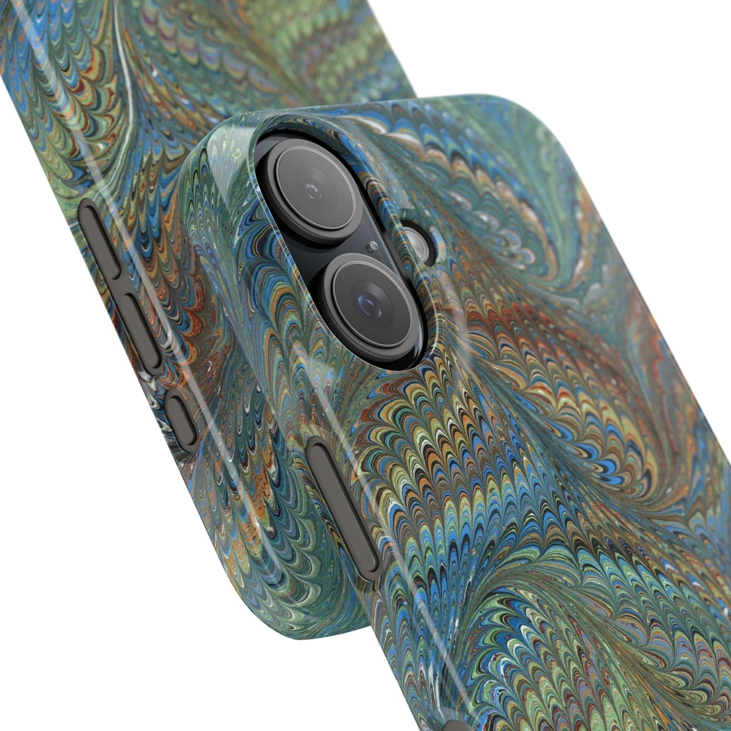 Blue and Green Italian Marbled Swirl Design, Italy Feather Phone Case, Multi-Color, Slim Phone Cases, Case-Mate IPHONE16 and all sizes