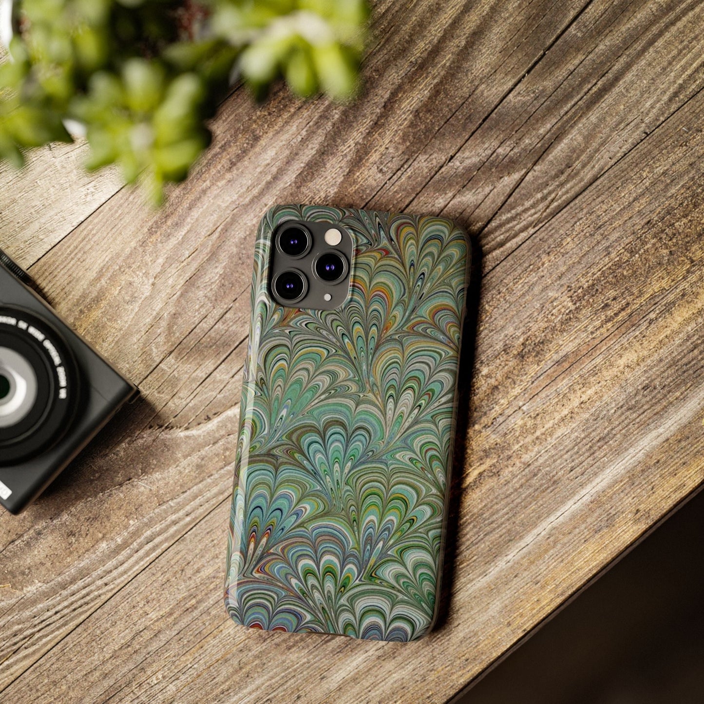Deep Green Peacock Italian Marbled Design, Italy Feather Phone Case, Multi-Color, Slim Phone Cases, Case-Mate IPHONE16 and all sizes