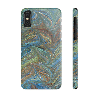 Blue and Green Italian Marbled Swirl Design, Italy Feather Phone Case, Multi-Color, Slim Phone Cases, Case-Mate IPHONE16 and all sizes