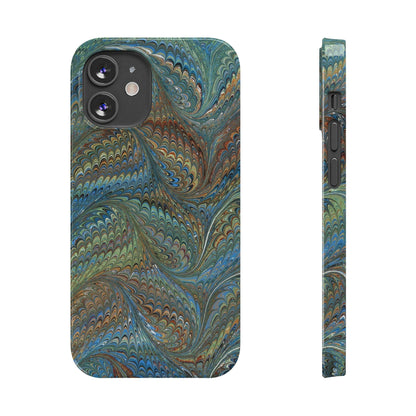 Blue and Green Italian Marbled Swirl Design, Italy Feather Phone Case, Multi-Color, Slim Phone Cases, Case-Mate IPHONE16 and all sizes