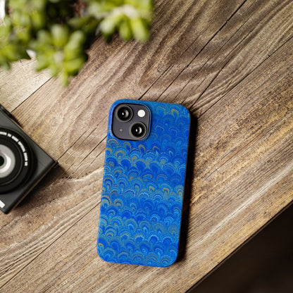 Blue Marbled Design, Italy Feather Phone Case, Multi-Color, Slim Phone Cases, Case-Mate IPHONE16 and all sizes